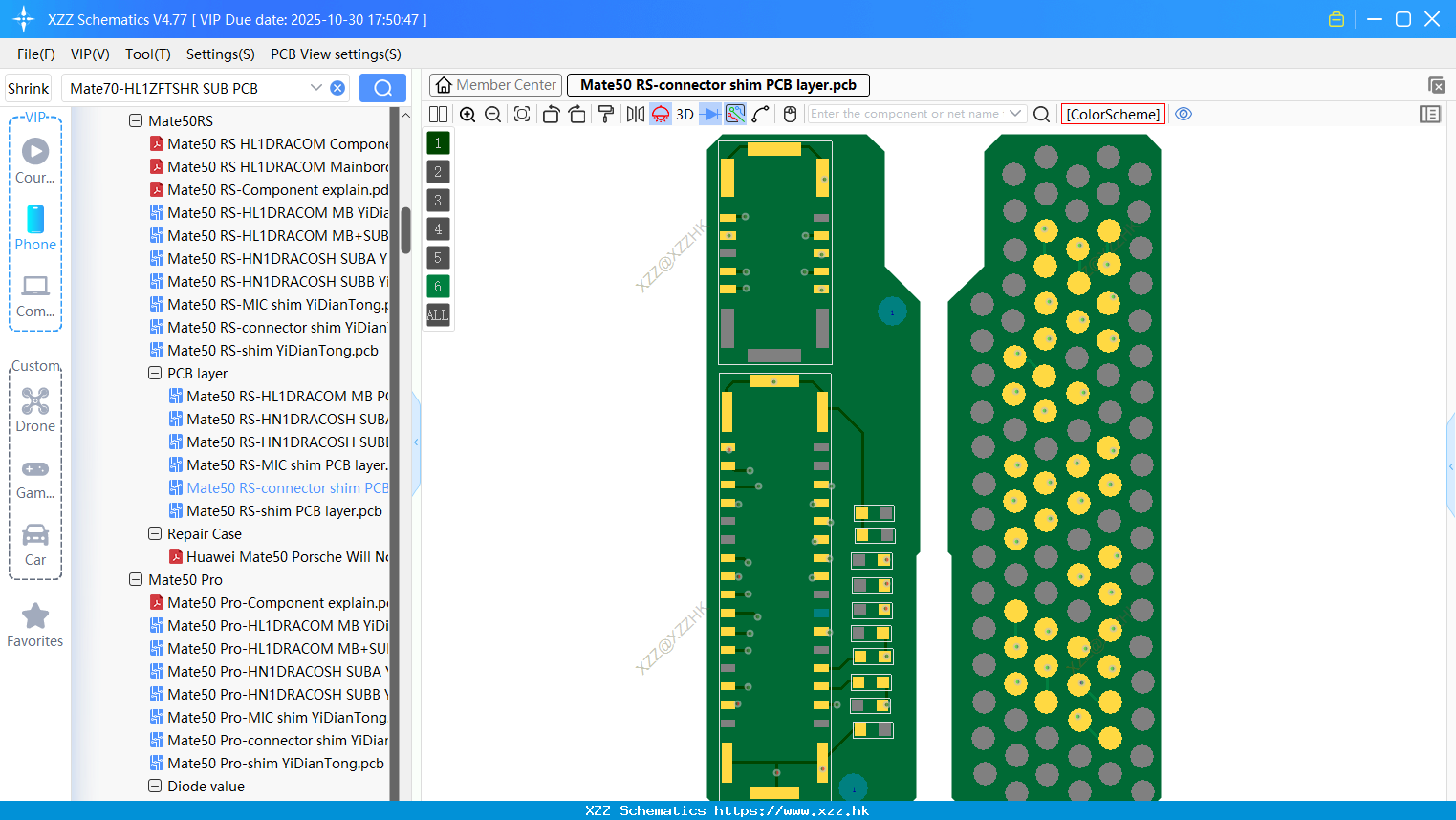 Huawei Mate50 RS-connector Shim PCB Layer